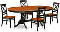 East West Furniture PLQU5-BCH-W 5 Piece Kitchen Table Set for 4 Includes an Oval Dining Room Table with Butterfly Leaf and 4 Dining Chairs, 42x78 Inch, Black & Cherry