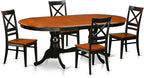 East West Furniture PLQU5-BCH-W 5 Piece Kitchen Table Set for 4 Includes an Oval Dining Room Table with Butterfly Leaf and 4 Dining Chairs, 42x78 Inch, Black & Cherry