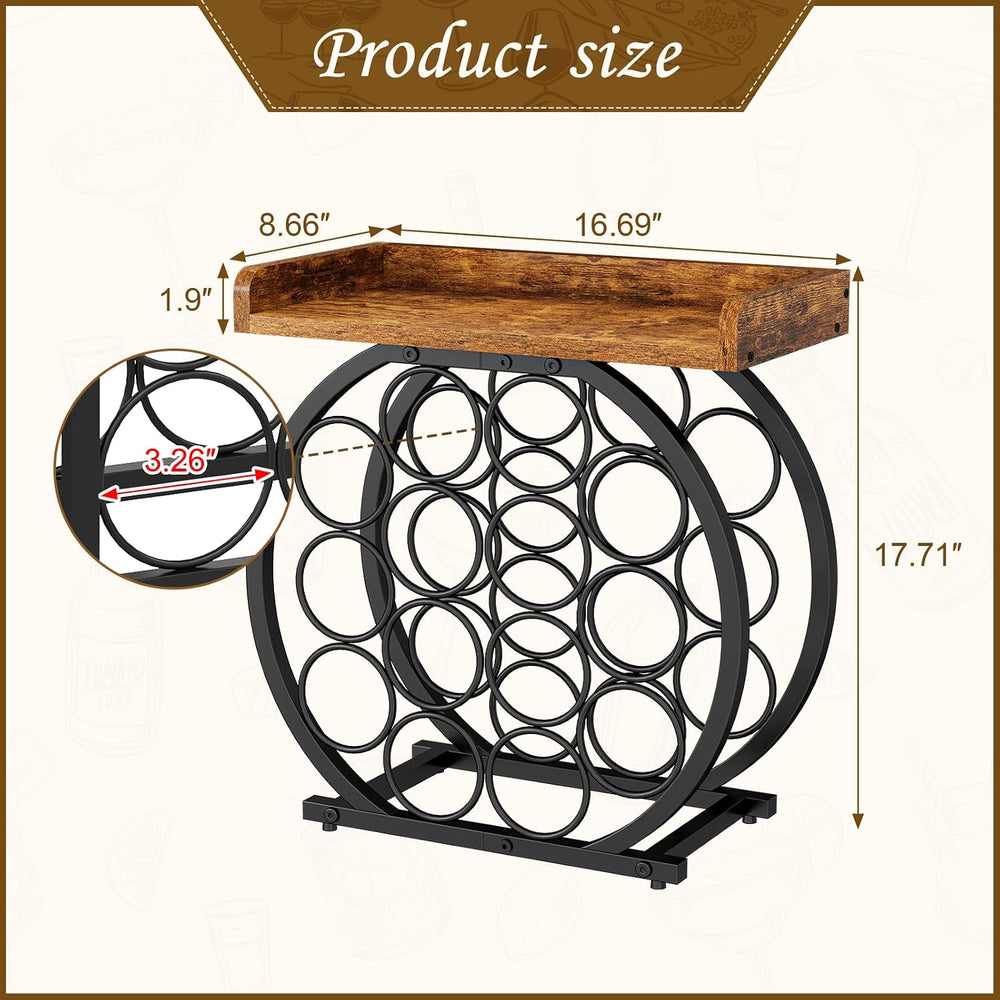 X-cosrack 14-Bottle Countertop Wine Rack with Wooden Tabletop, Freestanding R...