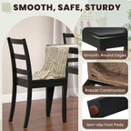 NAFORT Black Dining Chairs Set of 4 Wood, Armless Kitchen Chairs with Solid Rubber Wood Legs, Non-Slip Foot Pads, Max Load 400 Lbs, Farmhouse Seat High Ladder Back Dining Room Chairs