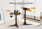 Claiks Mobile Standing Desk, Portable Rolling Sit-Stand Desk with Wheels, Height-Adjustable with 90 Tiltable Top, Foldable Computer Stand, Rustic Brown
