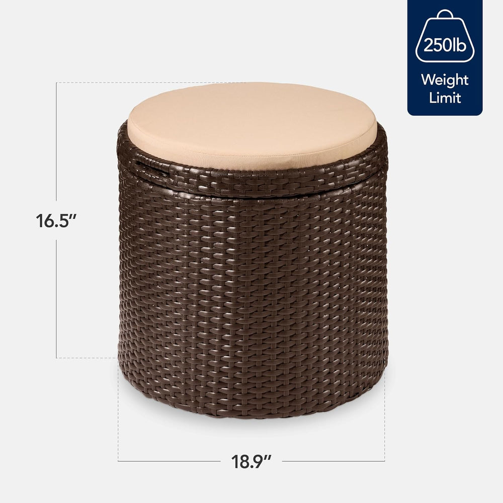 Best Choice Products Round Wicker Ottoman, Multipurpose Outdoor Furniture for...