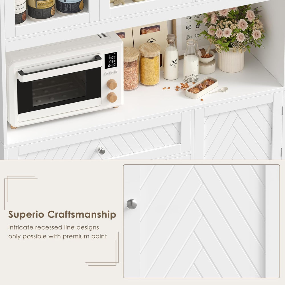 BOTLOG 72” Tall Kitchen Pantry Storage Cabinet, Modern White Kitchen Hutch wi...