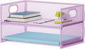 Marbrasse 2 Tier Paper Organizer Letter Tray, Mesh File Organizer with Handle, Paper Sorter Desk Organizer for Home Office Supplies - Purple