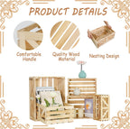 5 Pcs Decorative Wooden Crates for Display, Wood Storage Crate for Home Rustic Nested Crates with Handles, Farmhouse Wooden Basket for Storage Container and Decorations