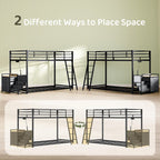 Bonnlo Bunk Bed Twin Over Twin with 3 Storage Drawers, 3 Tier Book Shelf, Bunk Bed with LED Lights, Charging Station, Inclined Ladder, Suitable for Kids & Teens, Space Saving (Black)