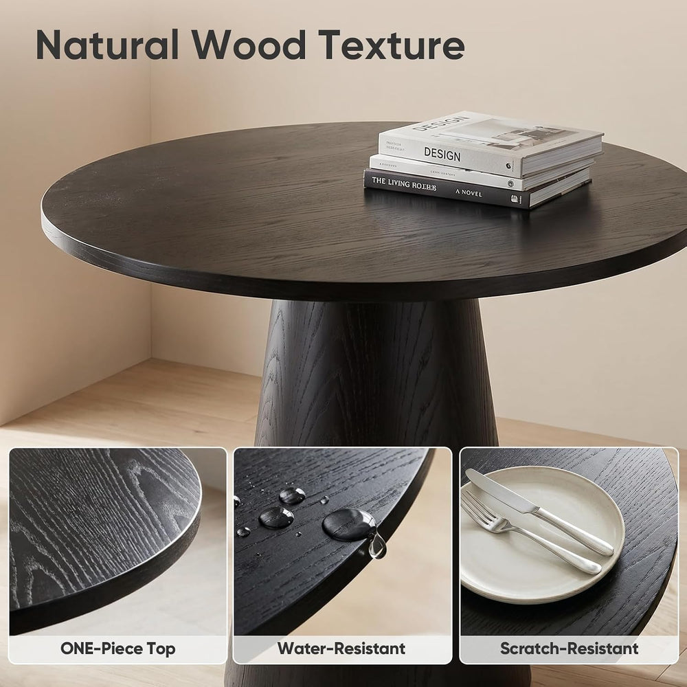 Round Dining Table Wood for 2-4, Modern Farmhouse Kitchen Table | 35''...