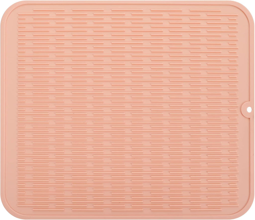 Silicone Dish Drying Mat for Multiple Usage,Easy clean,Eco-friendly,Heat-resistant Silicone Mat for Kitchen Counter or Sink,Refrigerator or Drawer Liner Pink 2XL 24 inches x 18 inches