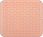 Silicone Dish Drying Mat for Multiple Usage,Easy clean,Eco-friendly,Heat-resistant Silicone Mat for Kitchen Counter or Sink,Refrigerator or Drawer Liner Pink 2XL 24 inches x 18 inches