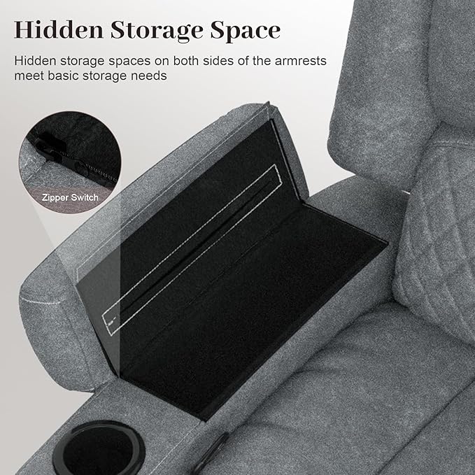 3 Seater Recliner Sofa Set with 2-Tier Cushion, 3+1+1 Pieces in Living Room, 3 Seater Reclining Couch Leather with Removable Console, 2 Oversize Recliner Chair Sofa Seat