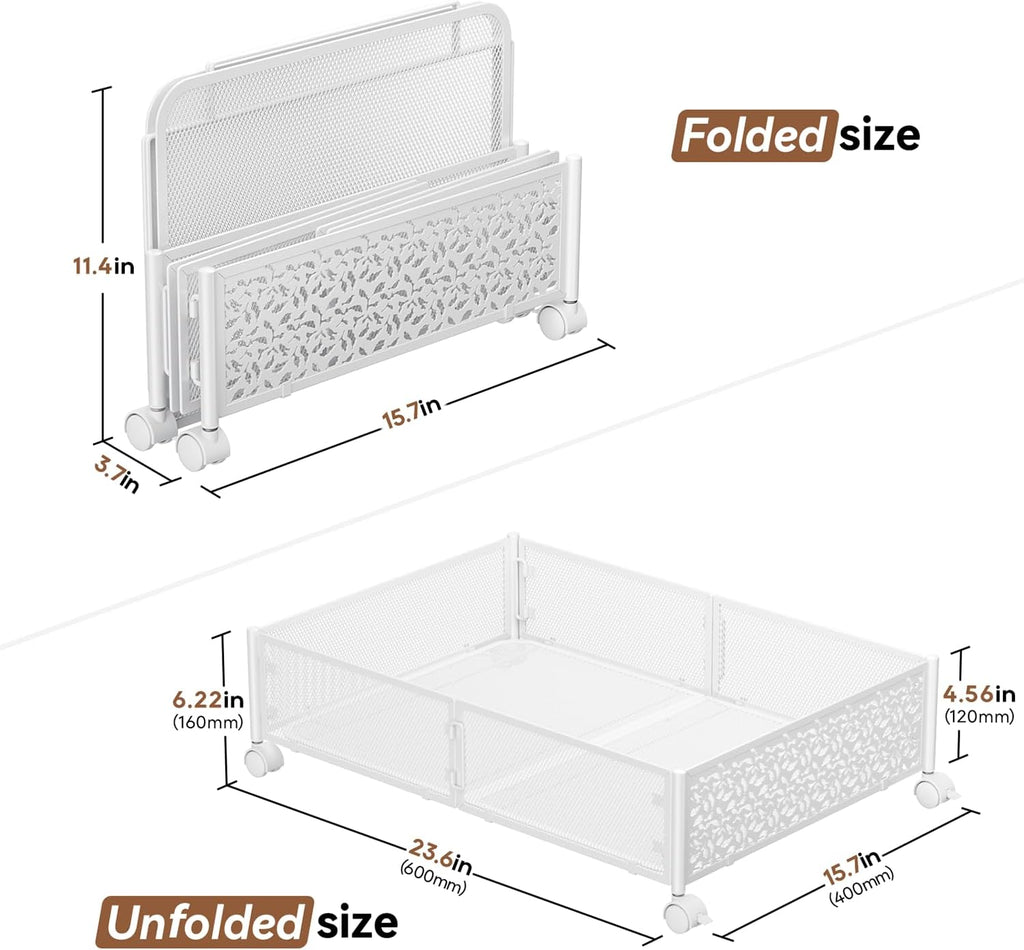 PHINOX Under Bed Storage, Under the Bed Storage Containers with Wheels, Under Bed Shoe Storage Organizer Drawer for Bedroom Clothes Shoes Blankets -4Pack