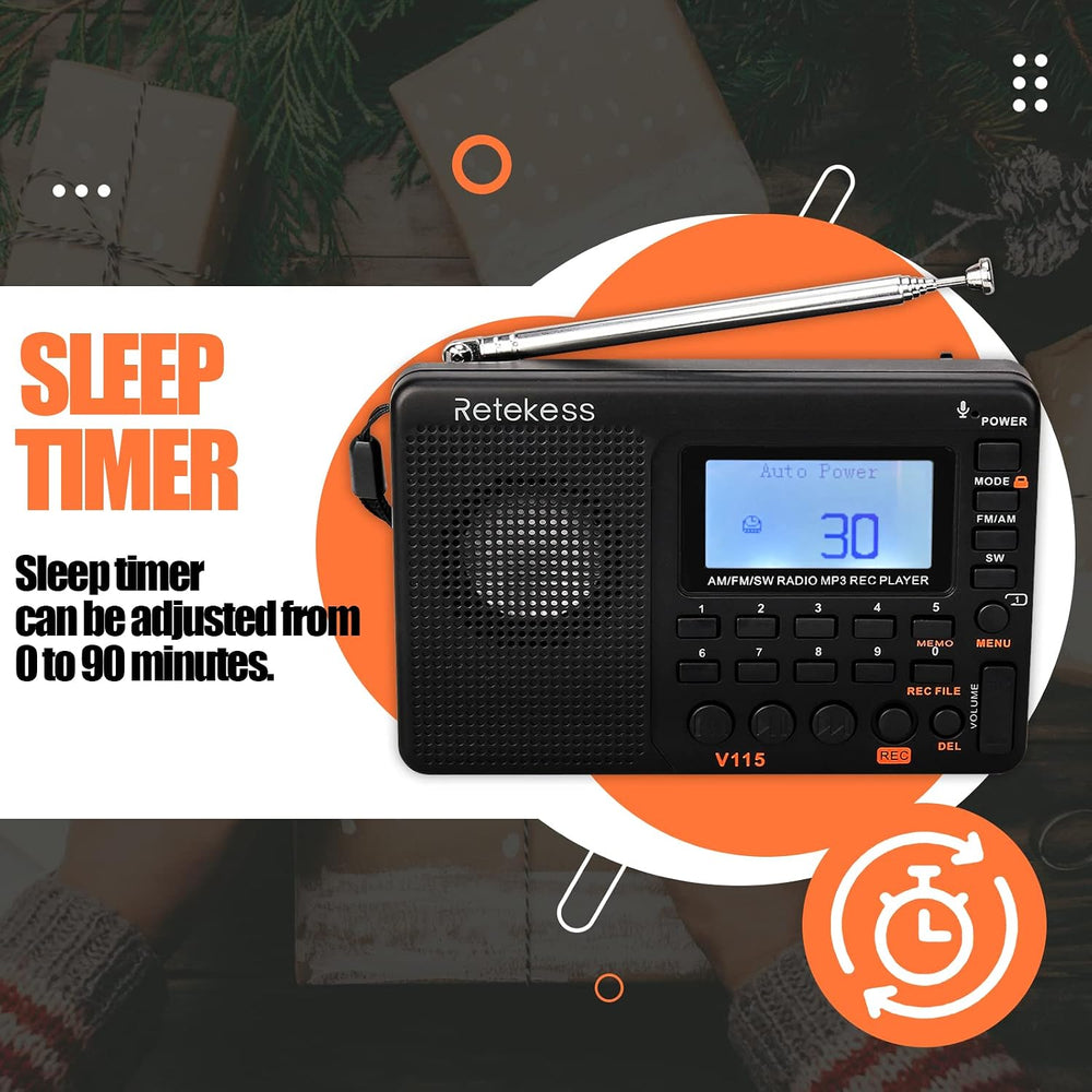 Retekess V115 Shortwave Radio, Digital Radio AM FM