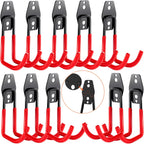 3-H Heavy Duty Garage Hooks [10 Pack] - 3-Round Welding Tech Holds 22lbs More - Thickened Steel Wall Mount for Ladders, Tools & Storage - Rustproof Utility Hardware