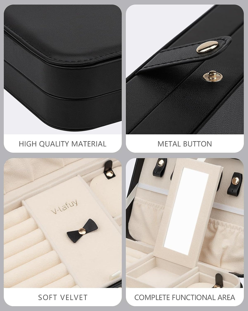 Small Jewelry Box, Travel Jewelry Case Portable Jewelry Boxes for Women, 2-Layer Mini Jewelry Travel Organizer, Gift for Women Girls, Black A