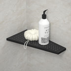 Corner Shower Shelf, Matte Black 12" Trapezoid Grout in Shampoo Shelf, 304 Stainless Steel Grid Design Recessed Bathroom Shelf for Tiled Wall