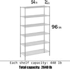 21" Deep x 54" Wide x 96" Height Wire Shelving Kit | 6-Tier | NSF Commercial Storage Rack Unit