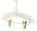 HANGERWORLD Pack of 5 Ivory Satin Padded Hangers with Clips for Skirts, Pants & Sweaters with Non-Slip Buttons, Pretty Hanger for Women Clothing - 17 Inch