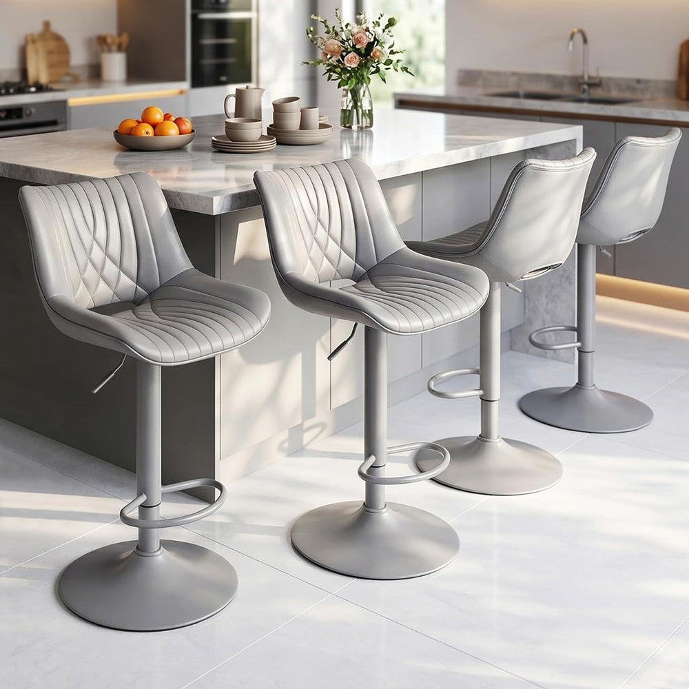 Swivel Bar Stools Set of 3, Height Adjustable Counter Height Bar Stools with ...