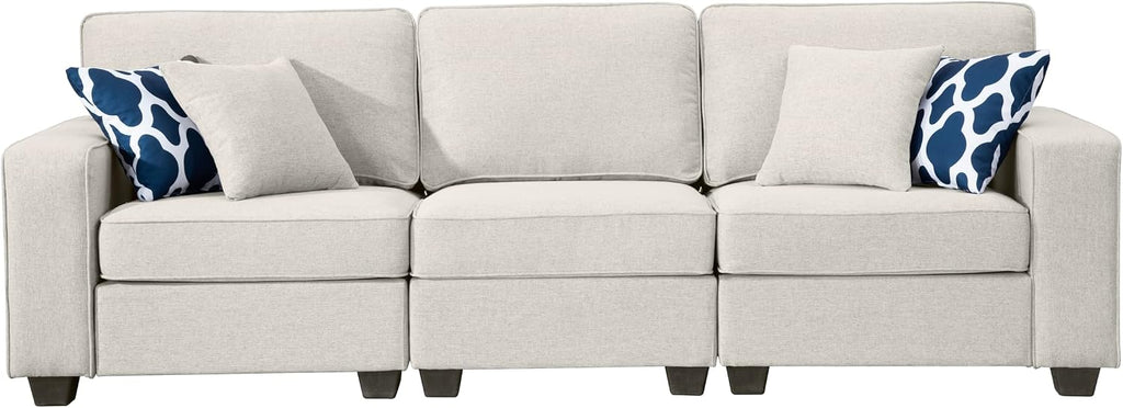 Legend Vansen Oversized Modular Sectional Sofa,U/L‑Shaped Reversible Couch with Ottoman,Deep Seat Plush Polyester Sofa for Living Room,6‑Seater,Cream