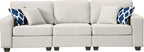 Legend Vansen Oversized Modular Sectional Sofa,U/L‑Shaped Reversible Couch with Ottoman,Deep Seat Plush Polyester Sofa for Living Room,6‑Seater,Cream