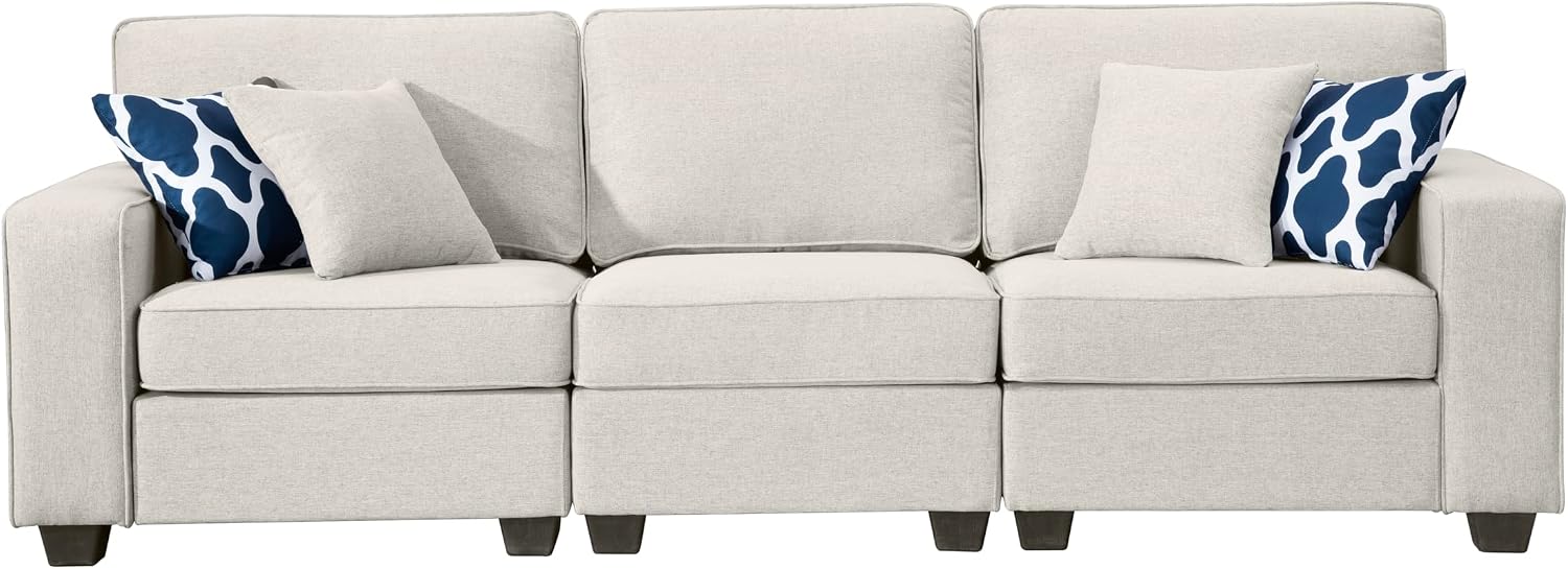 Legend Vansen Oversized Modular Sectional Sofa,U/L‑Shaped Reversible Couch with Ottoman,Deep Seat Plush Polyester Sofa for Living Room,6‑Seater,Cream