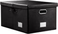 Collapsible Storage Box with Lid [1-Pack] Leather Fabric Foldable Storage Bin Organizer Container Basket Cube with Cover for Home Bedroom Closet Office Nursery Black (22.8X15.7X11.8)