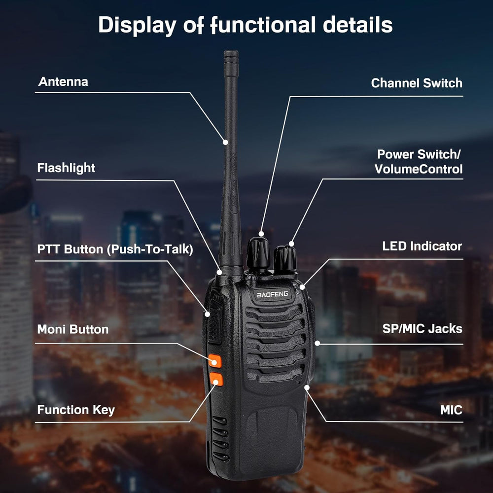 Baofeng Walkie Talkies 888S Rechargeable Long Range with Earpieces for Adults...