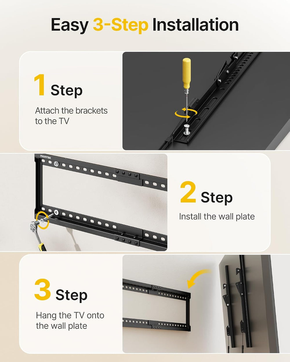 monTEK Tilting Low Profile TV Wall Mount for 37"-86" TVs, Max 165lb...