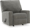 Signature Design by Ashley Revenna Manual Rocker Recliner, Greystone | 100% polyester menswear chenille fabric, Track arm style, Living room and lounge spaces