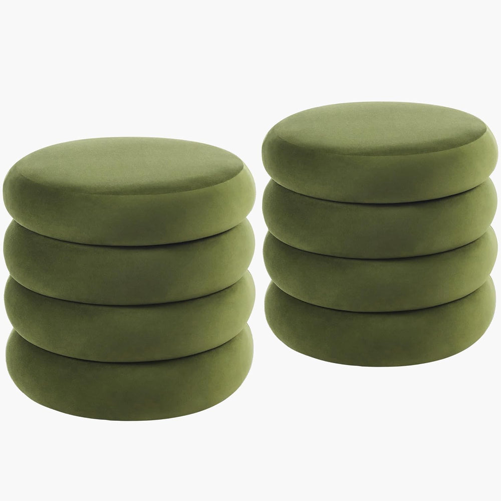 19.5 Inch Round Storage Ottoman, Modern Velvet Ottoman Coffee Table with Remo...