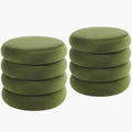 19.5 Inch Round Storage Ottoman, Modern Velvet Ottoman Coffee Table with Removable Top, Green Vanity Stool with Storage for Bedroom, Living Room, Dorm, Set of 2