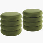 19.5 Inch Round Storage Ottoman, Modern Velvet Ottoman Coffee Table with Removable Top, Green Vanity Stool with Storage for Bedroom, Living Room, Dorm, Set of 2