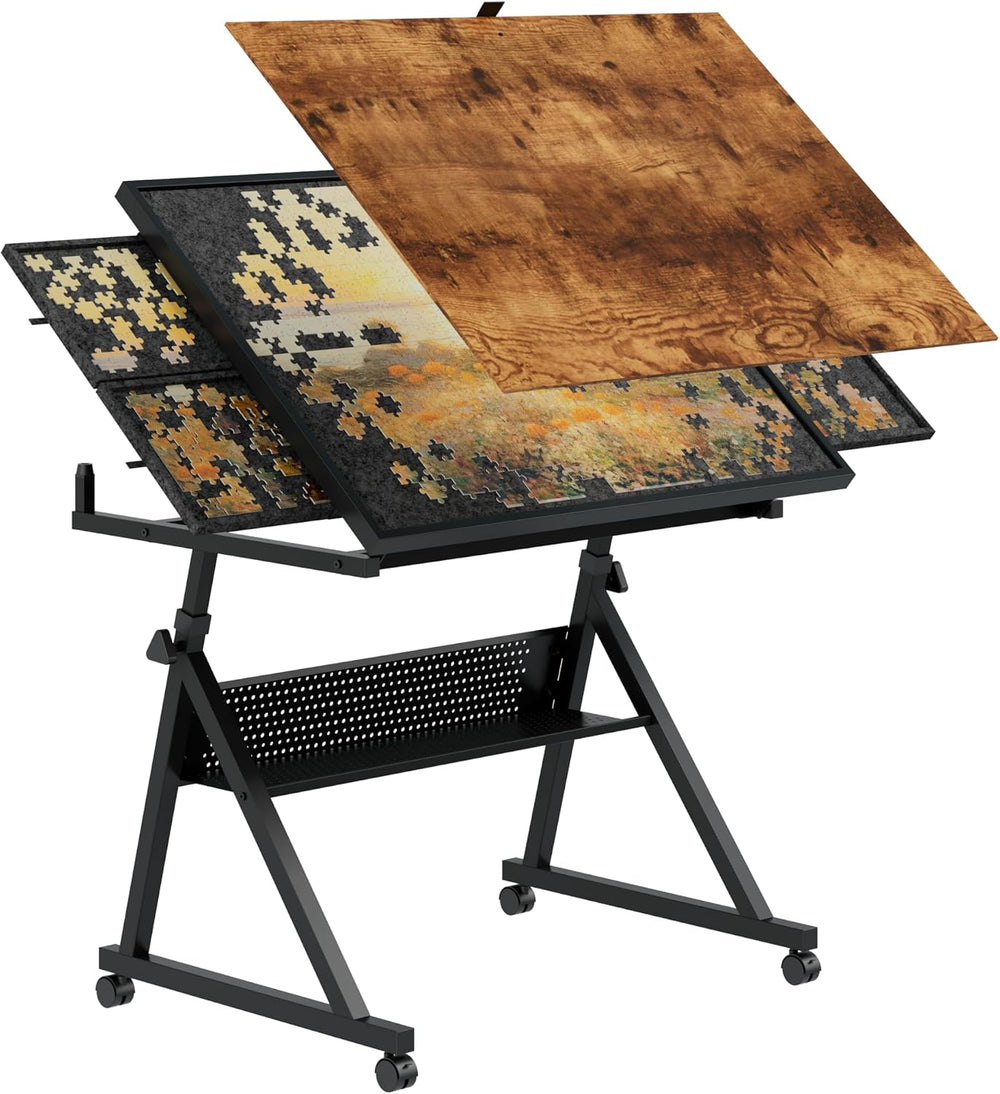 1500Pcs Jigsaw Puzzle Tables for Adults with 4 Trays,Black | Puzzle Board Tab...