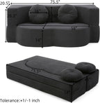 75" Convertible Folding Sofa Bed, 2-in-1 Full Size Floor Boneless Couch Bed, Loveseat sleeper Couch, Memory Foam Floor Sofa Sleeper SofaBed, Small couches for small spaces, No Assembly (Black)