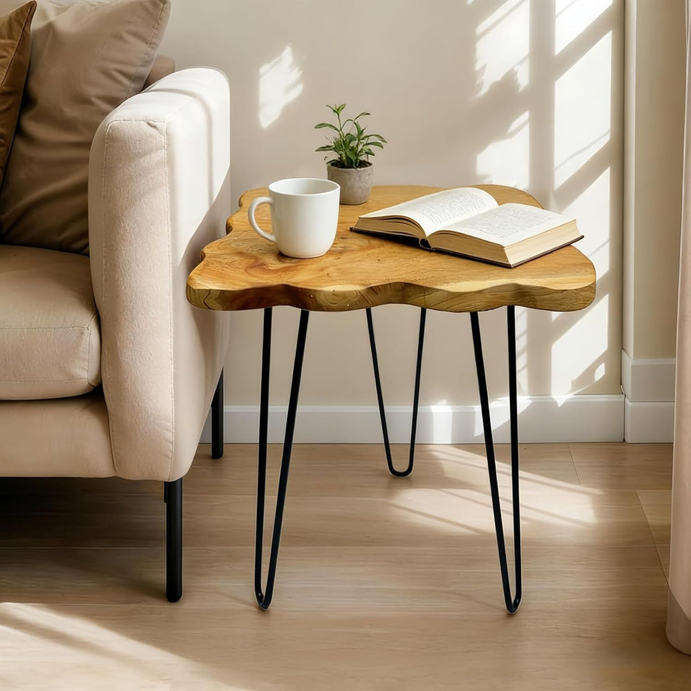 Live Edge Cedar End Table, 20" x 14" x 20" Small Side Table, N...