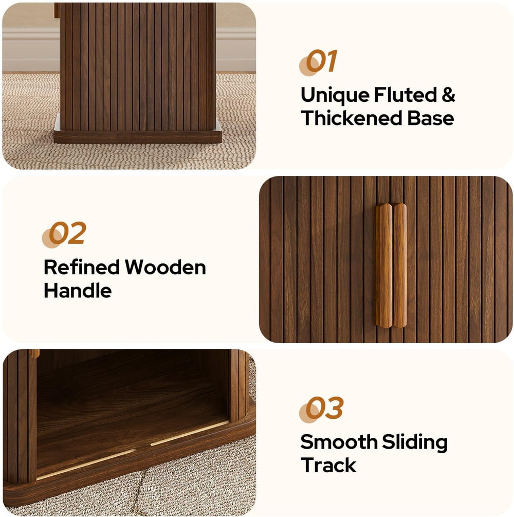 78.7" Long Rectangle Dining Table with Fluted Storage Legs for 6/8/10, F...