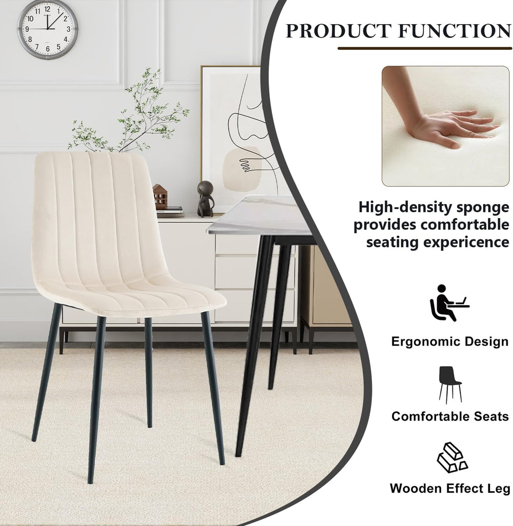 5 Piece Circle Dining Table Set for 6, 47 Inch Wood Dining Table & Cream ...
