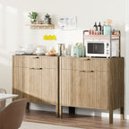 Fluted Buffet Cabinet Accent with Doors & Drawer 31" Oak | Anti-tipping Design, Scratch & Water-resistant, Pre-drilled Easy Assembly Versatile for Kitchen, Entryway & Living Room