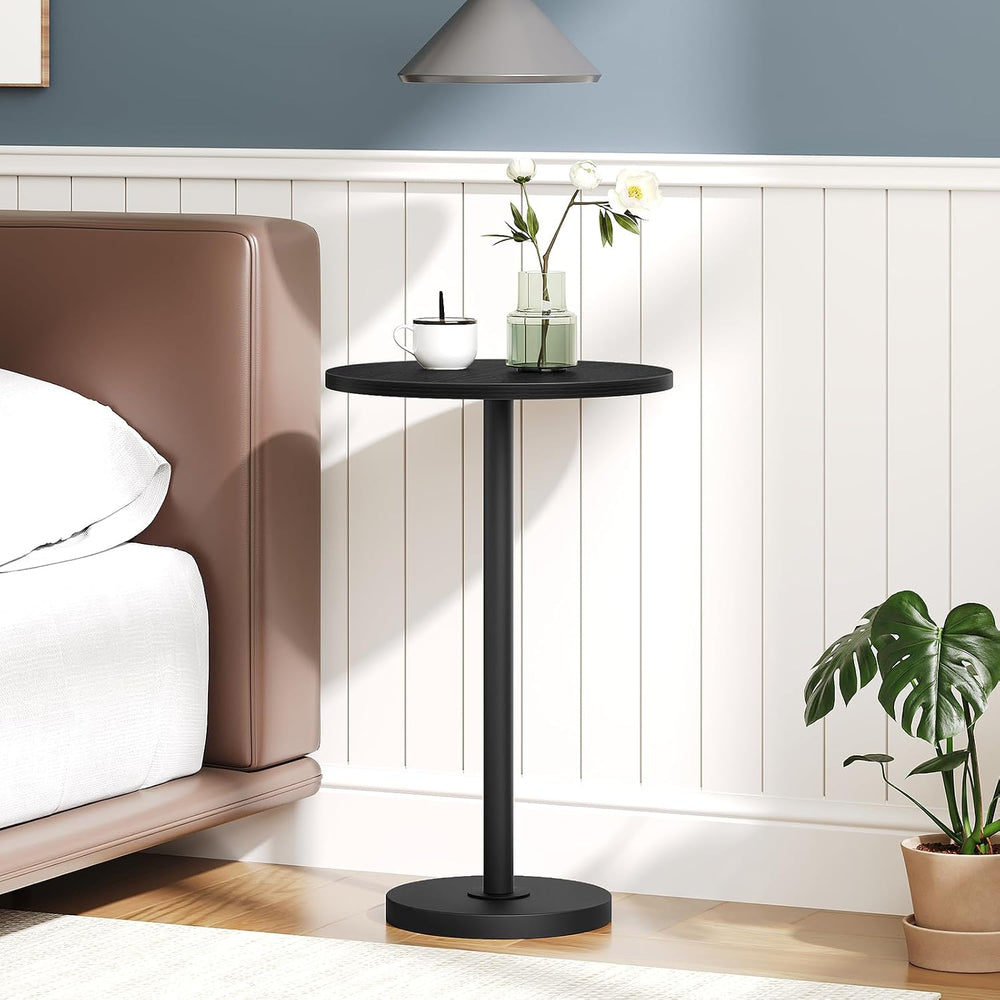 YATINEY Round Side Table, Small Drink Table, Pedestal Martini Table, End Tabl...