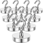 MIKEDE Magnetic Hooks Heavy Duty, 170LB+ Strong Neodymium Magnets with Hooks for Refrigerator, Large Magnetic Hooks with Epoxy Coating for Hanging, Home, Workplace - 10 Pack