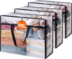 Lifewit 3 Pack Clear Clothes Storage Bags, 95L Plastic Blanket Storage Bag, Vinyl Foldable Moving Bags with Zipper，Closet Organizers and Storage Containers for Comforter, Bedding, Duvet, Pillow