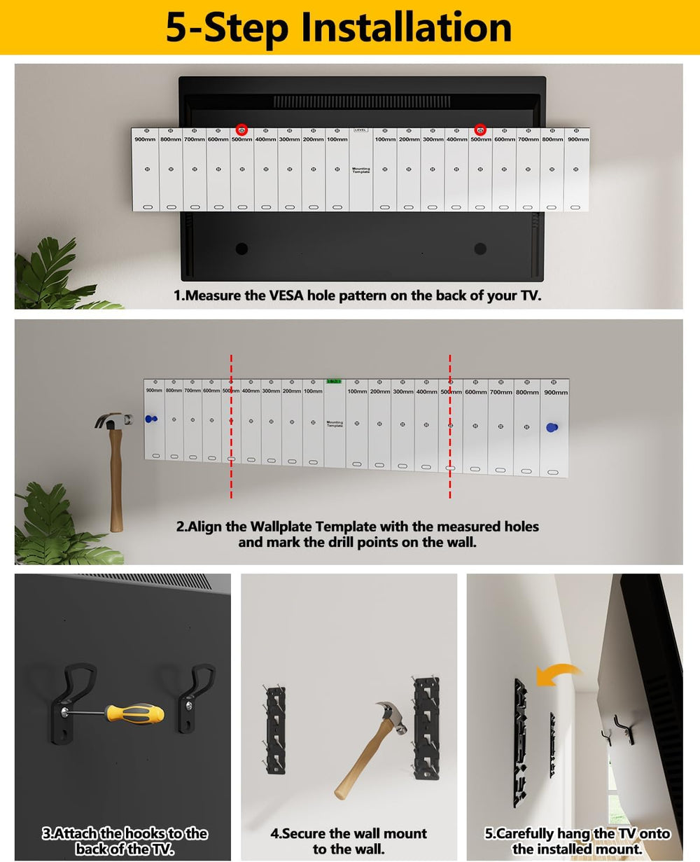 FORGING MOUNT No Stud TV Wall Mount for 26-100" TVs, Holds 176LBS | Low ...