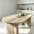 IDEALHOUSE 70.8" Oval Dining Table for 4-8, Wood Kitchen Table with Double Pedestal Base, Spacious Dining Room Table for Kitchen, Living Room, Reception Area, Natural Finish, Retro Gray