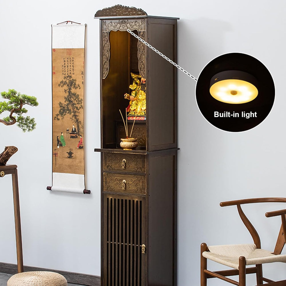 Chinese Cabinet Pedestal Offering Table, Meditation Table with Storage Space,...