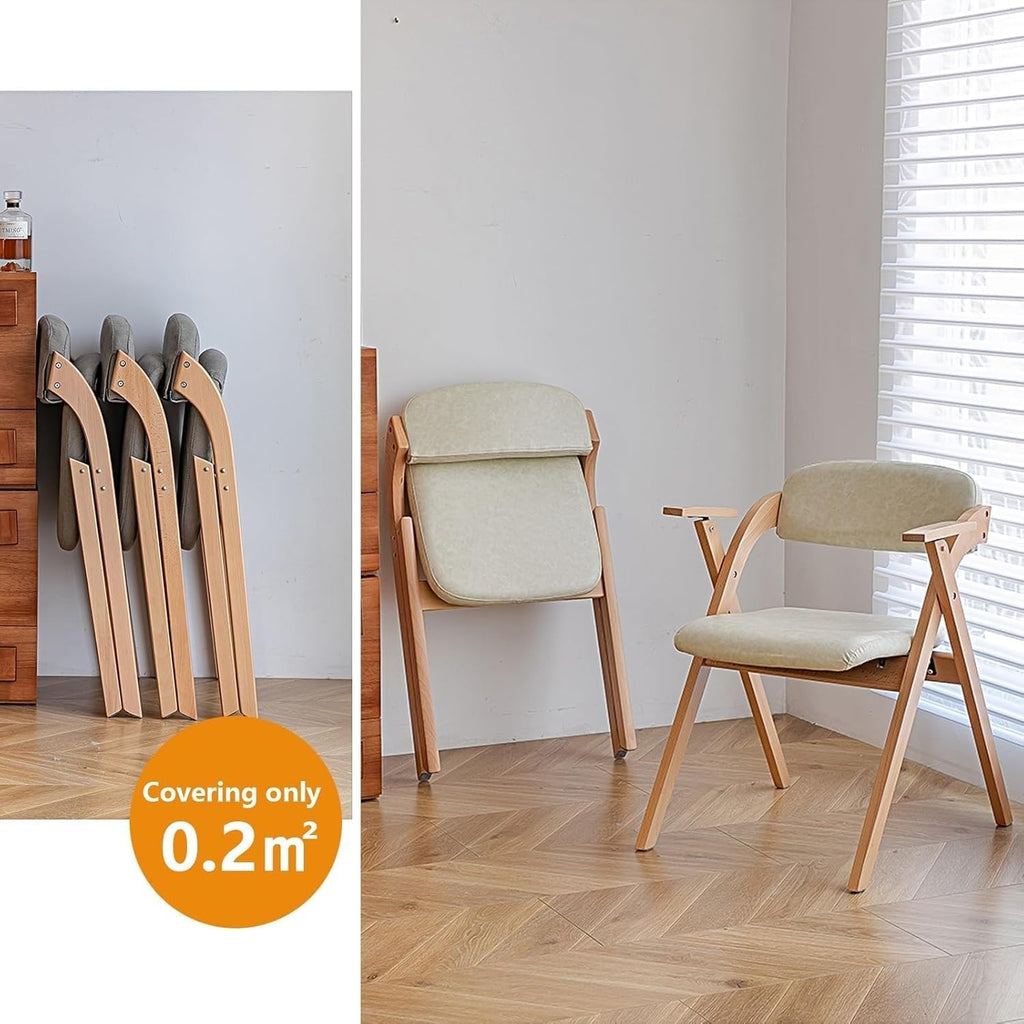 Foldable Chairs with Padded Seats and Solid Wood Frame for Dining Room, Living Meeting