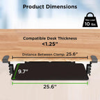 Kt4 Clamp on Keyboard Tray, Adjustable Slide Out Drawer for Desk, Height Tilt Adjustable Keyboard Holder, Under Desk Pull Out Tray (Black)
