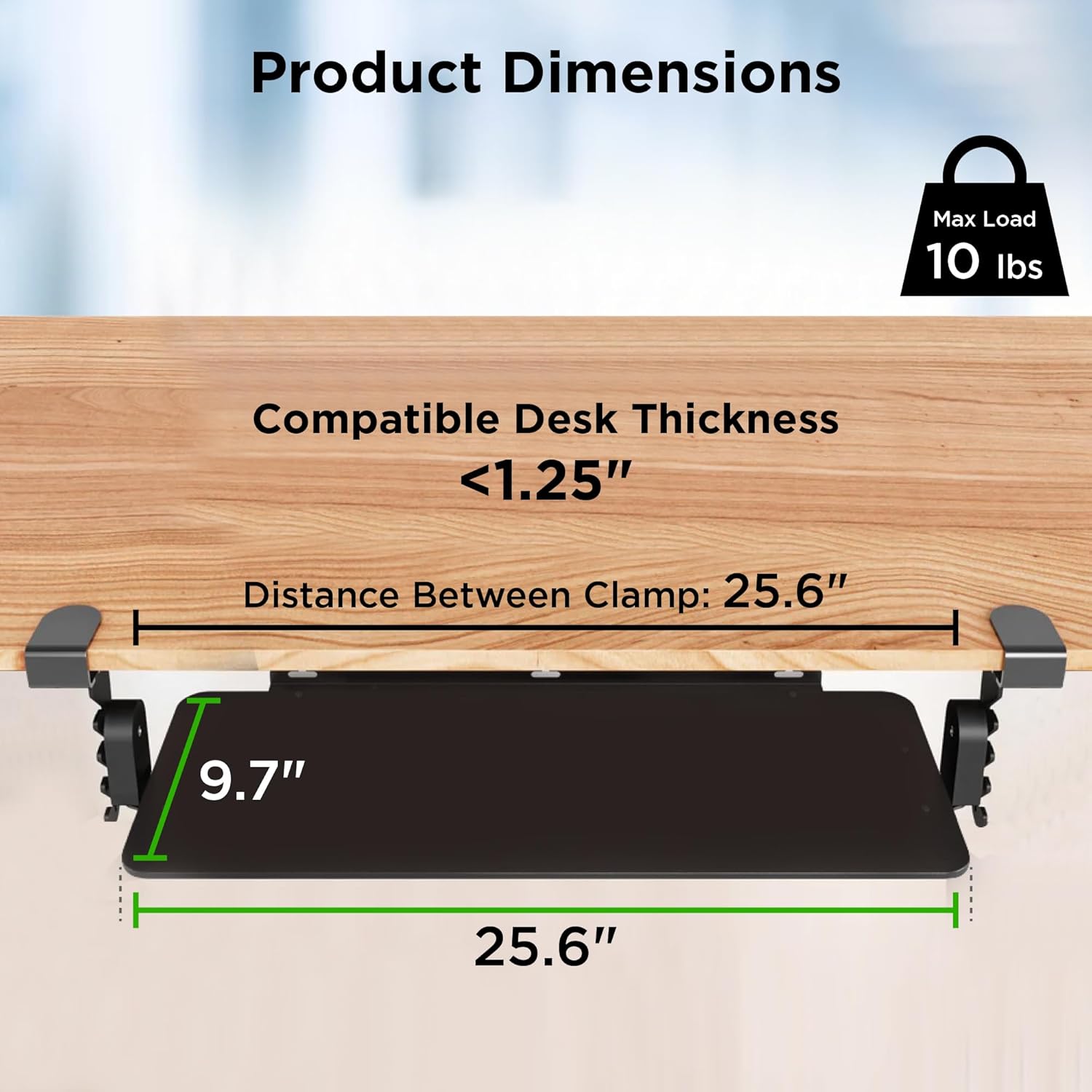 Kt4 Clamp on Keyboard Tray, Adjustable Slide Out Drawer for Desk, Height Tilt Adjustable Keyboard Holder, Under Desk Pull Out Tray (Black)
