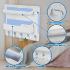 Bedside Wall Mount Shelf, Adhesive Organizer for Remote, Phone, Glasses. Accessories Storage Suitable for College Dorm, Bunk Bed, Bedroom, RV (White)