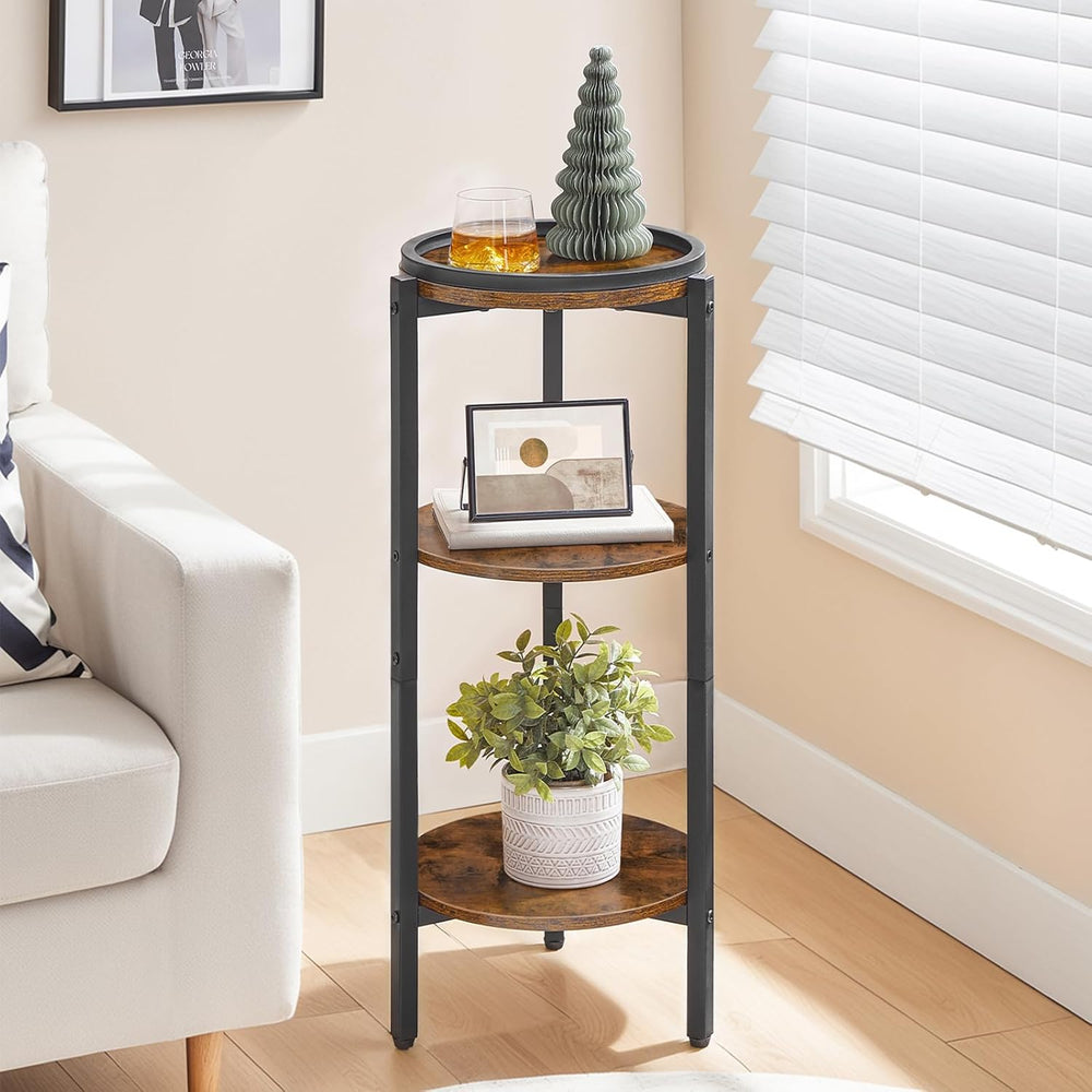HOOBRO Small Round Side Table, 3-Tier Tall Coffee Drink Table for Sofa Couch,...