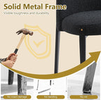 Morden Fort Boucle Dining Chairs Set of 4, Thick Upholstered Chairs with Metal Legs & Curved Backrest, Post Modern Minimalist Chair for Dining Room, Kitchen, Living Room, Bedroom, Apartments, Black
